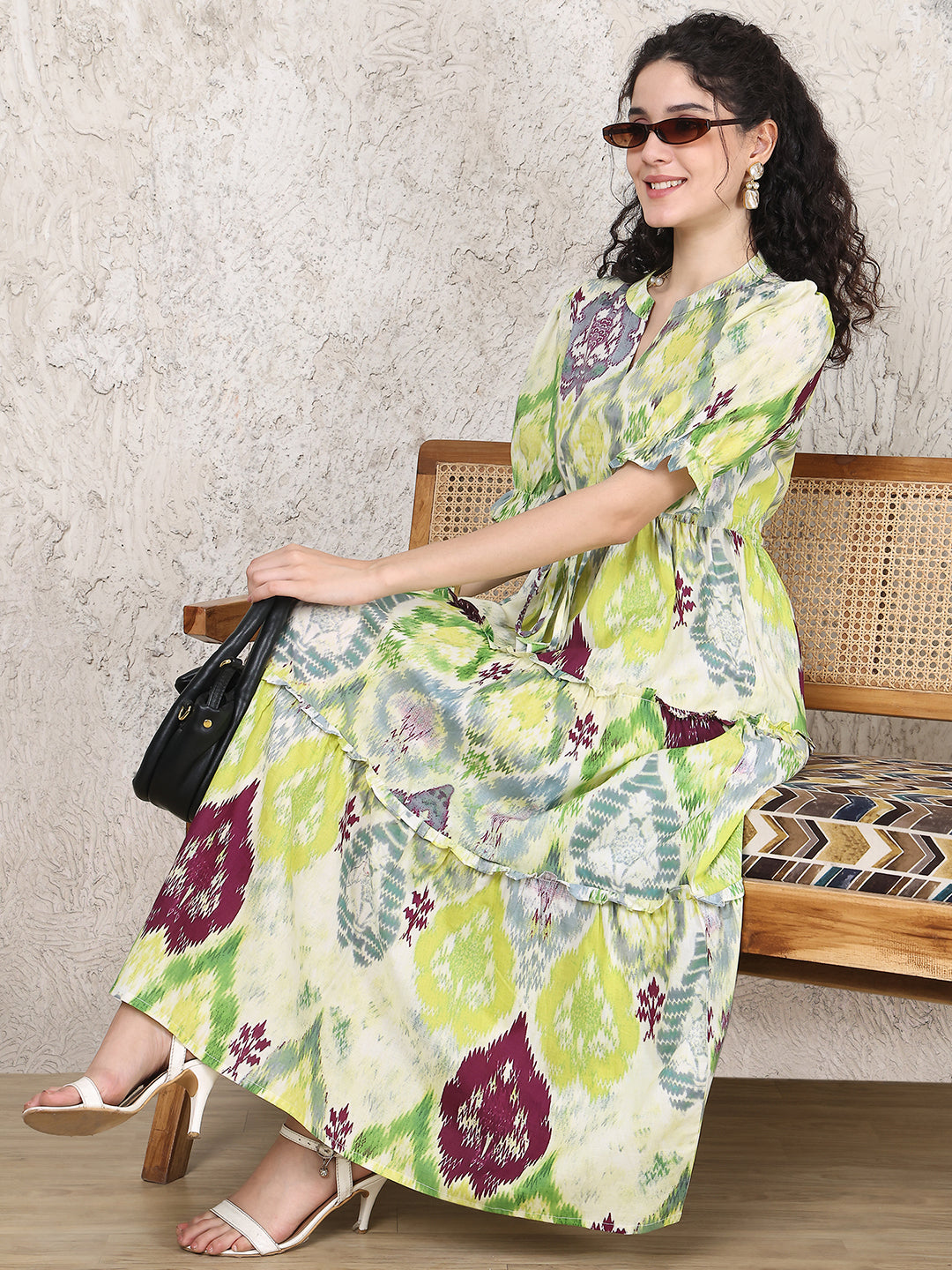 Close-up of cotton fabric detail on multi colour Dresses for Women