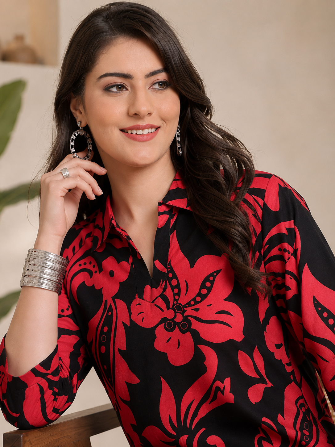 Black Abstract Printed Cotton Co-Ord Set for Women | Claura