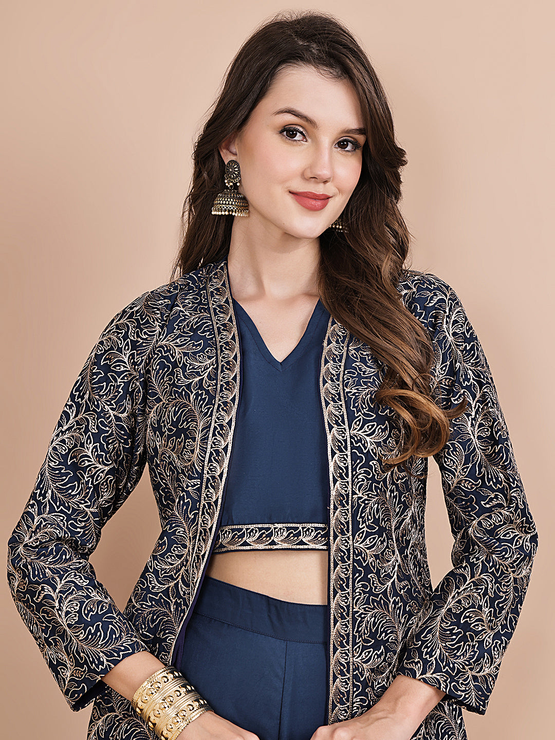 Blue Co-Ord Set with matching pants & printed top