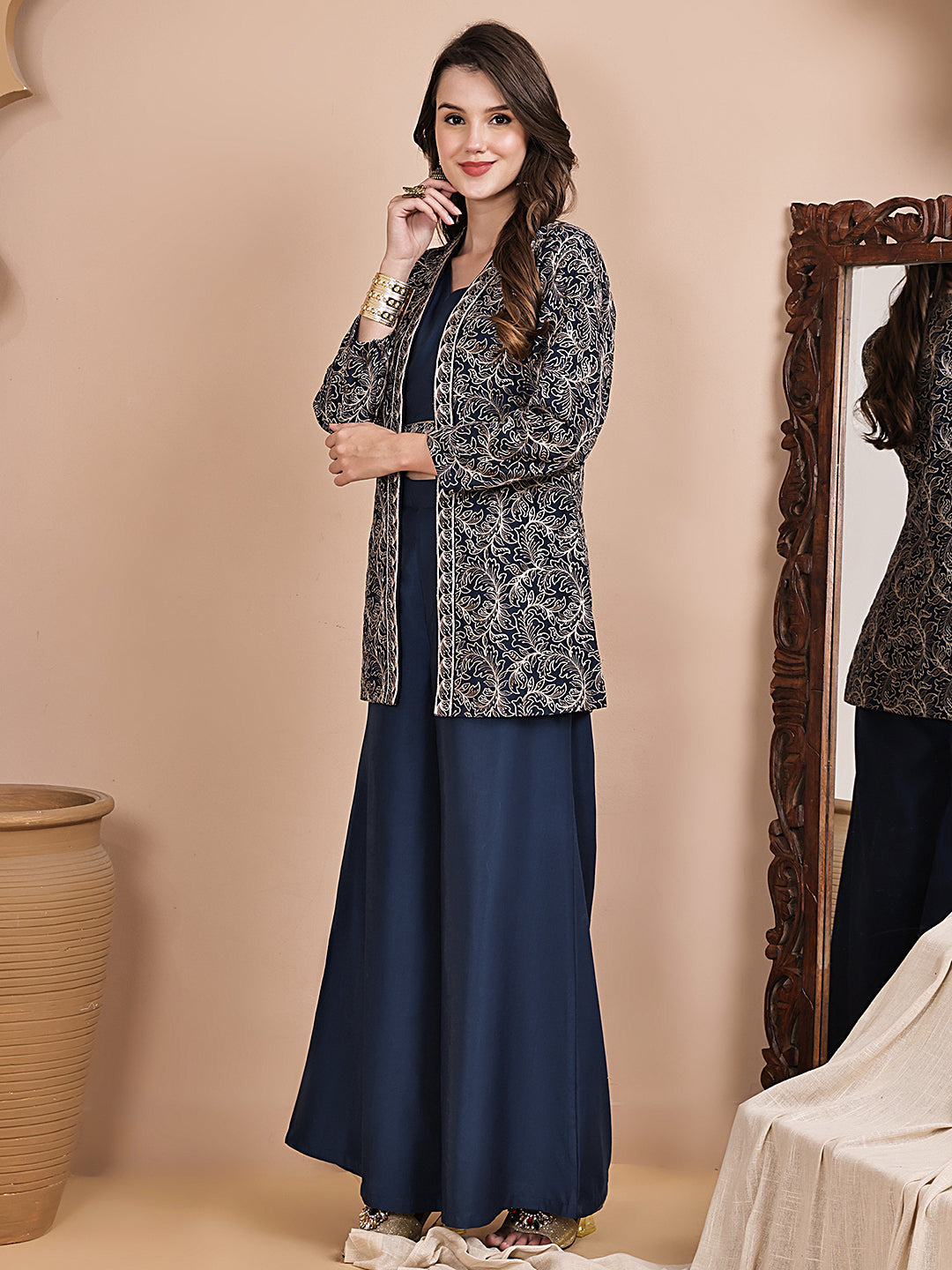 Blue Co-Ord Set with matching pants & printed top