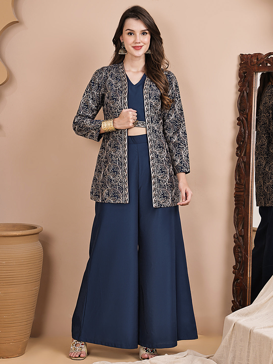 Woman wearing blue ethnic Co-Ord Set