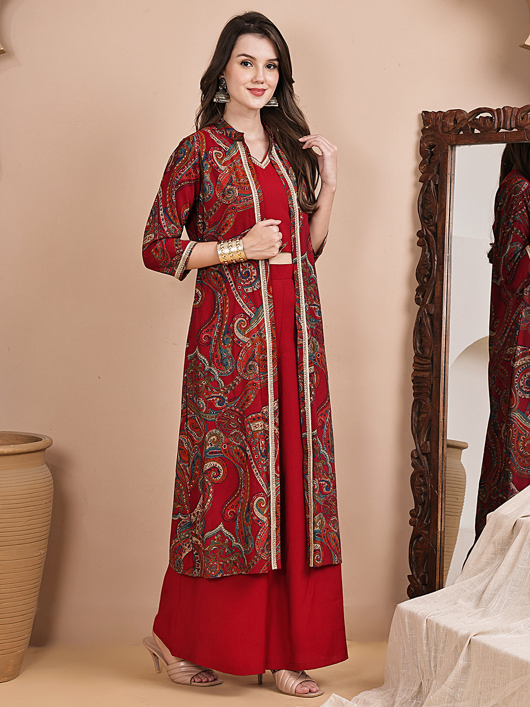 Lifestyle shot of ethnic printed Co-Ord Set