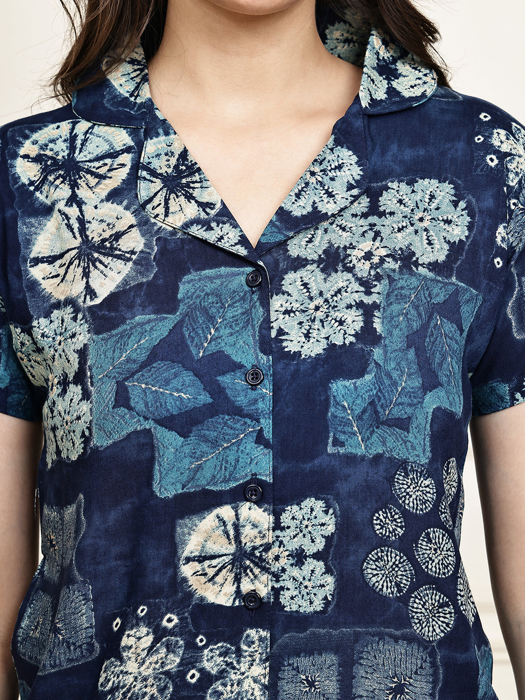 Purple Cotton Floral Print Night Suit for Women | Claura