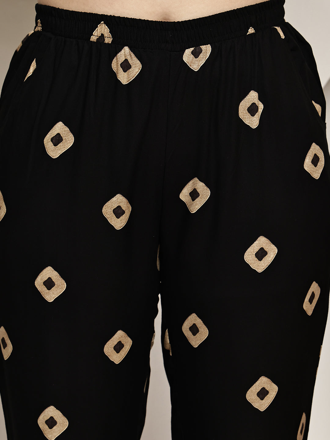 Close-up of cotton fabric on Black Night Suit