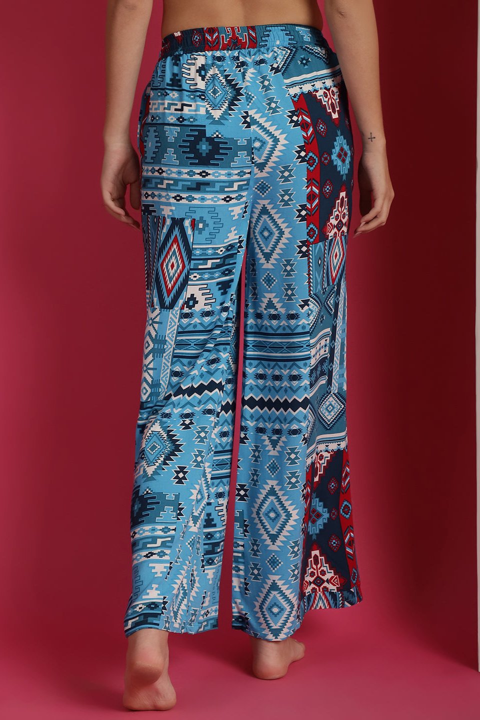 Multi Colour Geometric Printed Viscose Rayon Lounge Pants