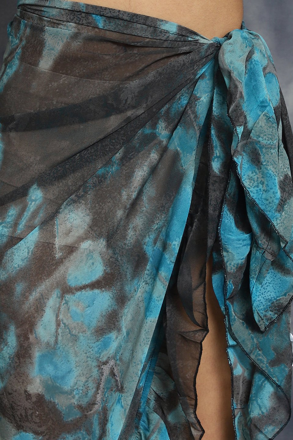 Blue Color Geometric Printed Georgette Bottom Coverup Sarong For Women