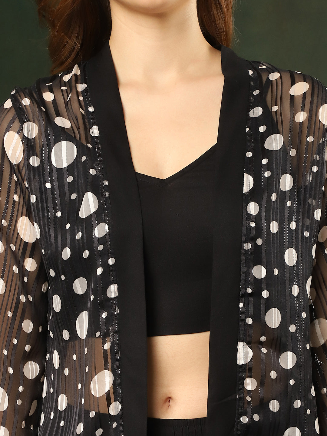 Black Color Georgette and Rayon Abstract Printed 3 pcs Top & Shorts with Robe Swimwear Cover-up Set