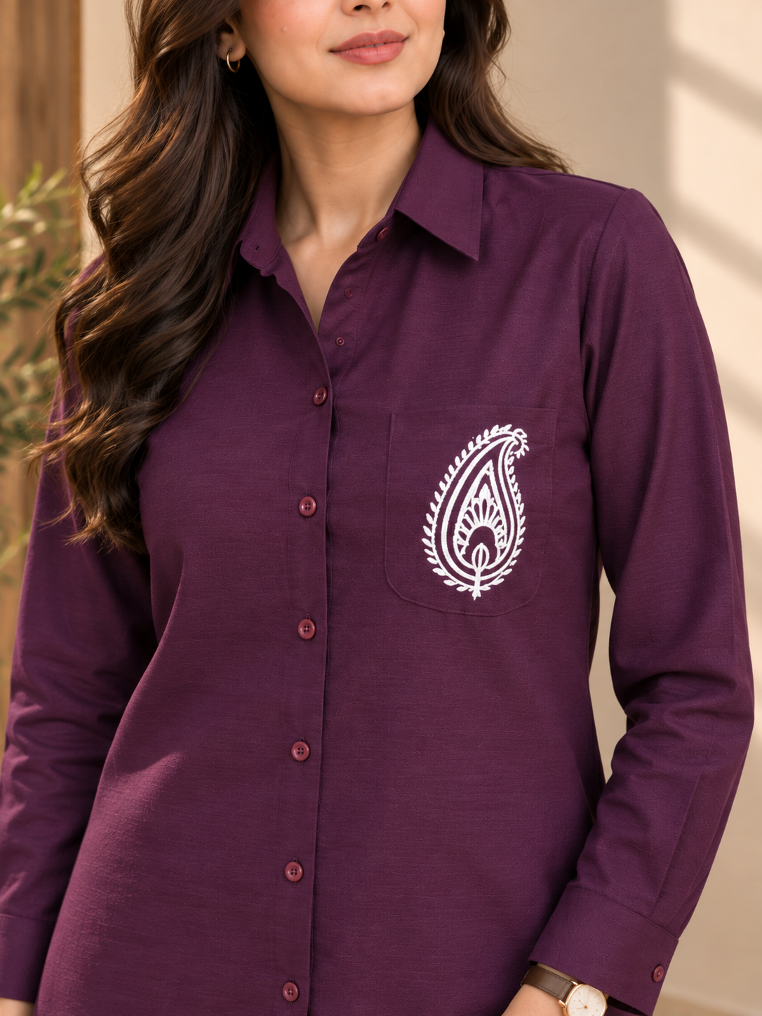 Royal Purple Linen Shirt with Palazzos | Claura