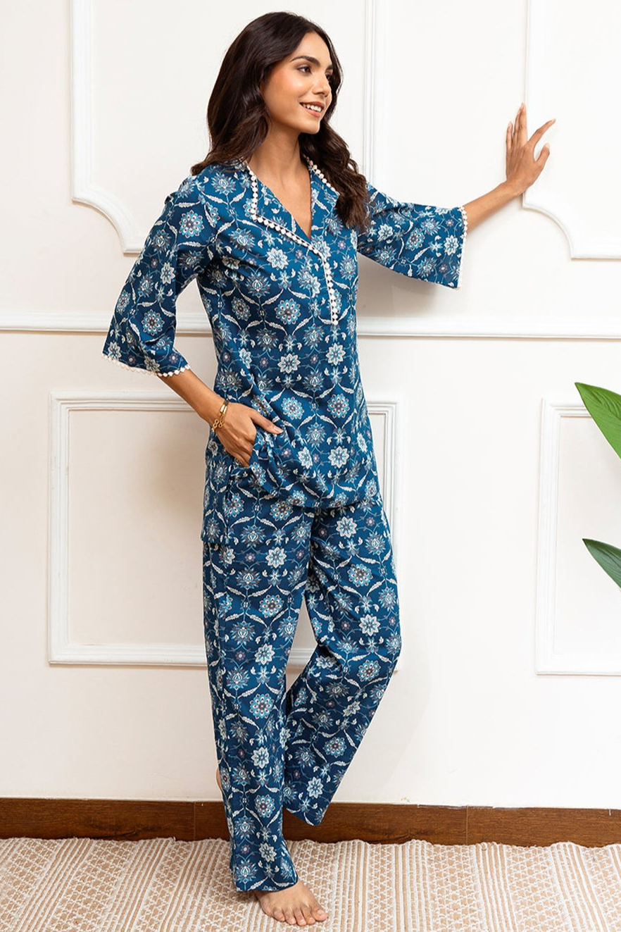 Lifestyle shot of Floral Cotton Co-Ord Set for travel