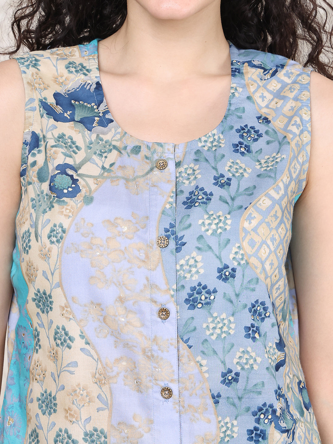 Blue Color Cotton Floral Printed Night Suit for Women | Claura