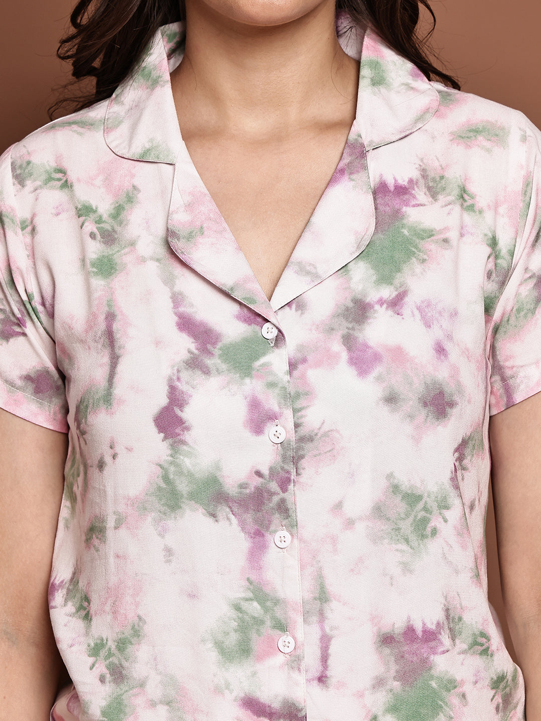 Close-up of Viscose Rayon on Pink Night Suit