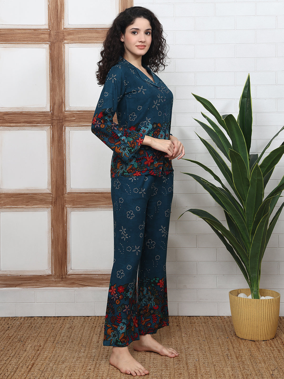 Lifestyle shot of Floral Printed Night Suit for Women