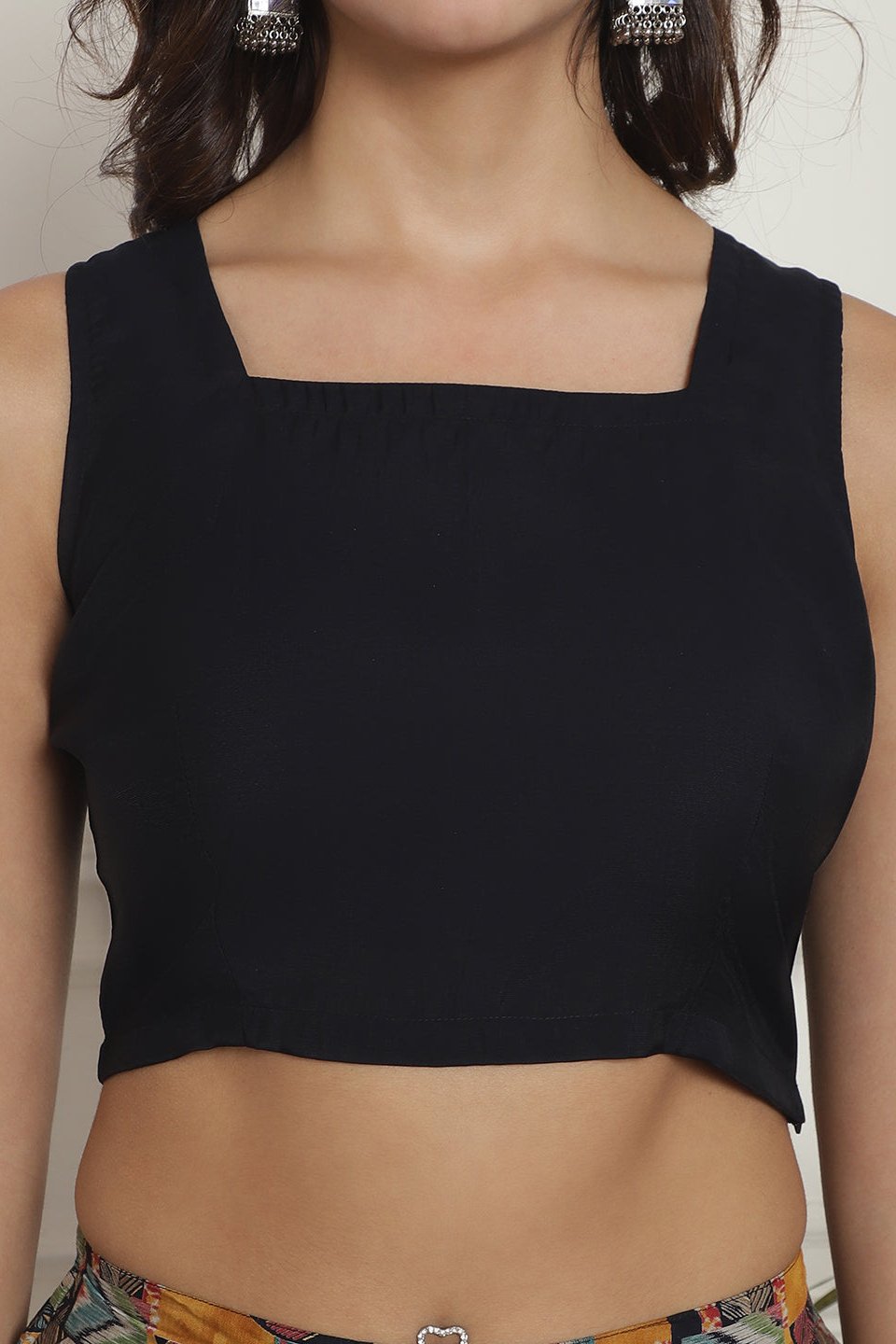 Close-up of Chanderi Silk fabric on Black Co-Ord Set jacket