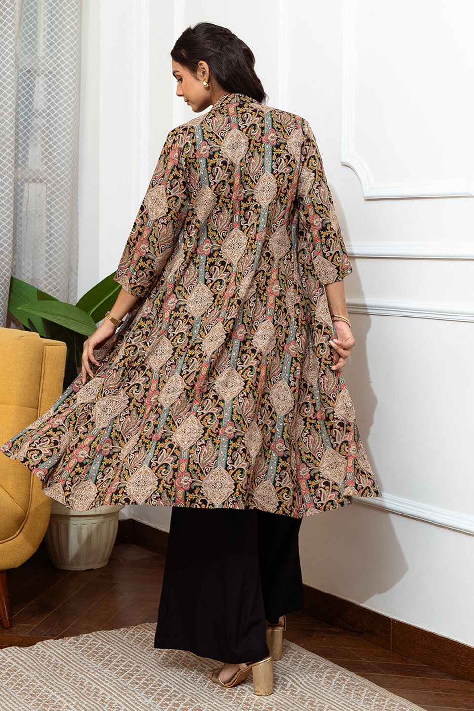 Lifestyle shot of Abstract Print Co-Ord Set at brunch