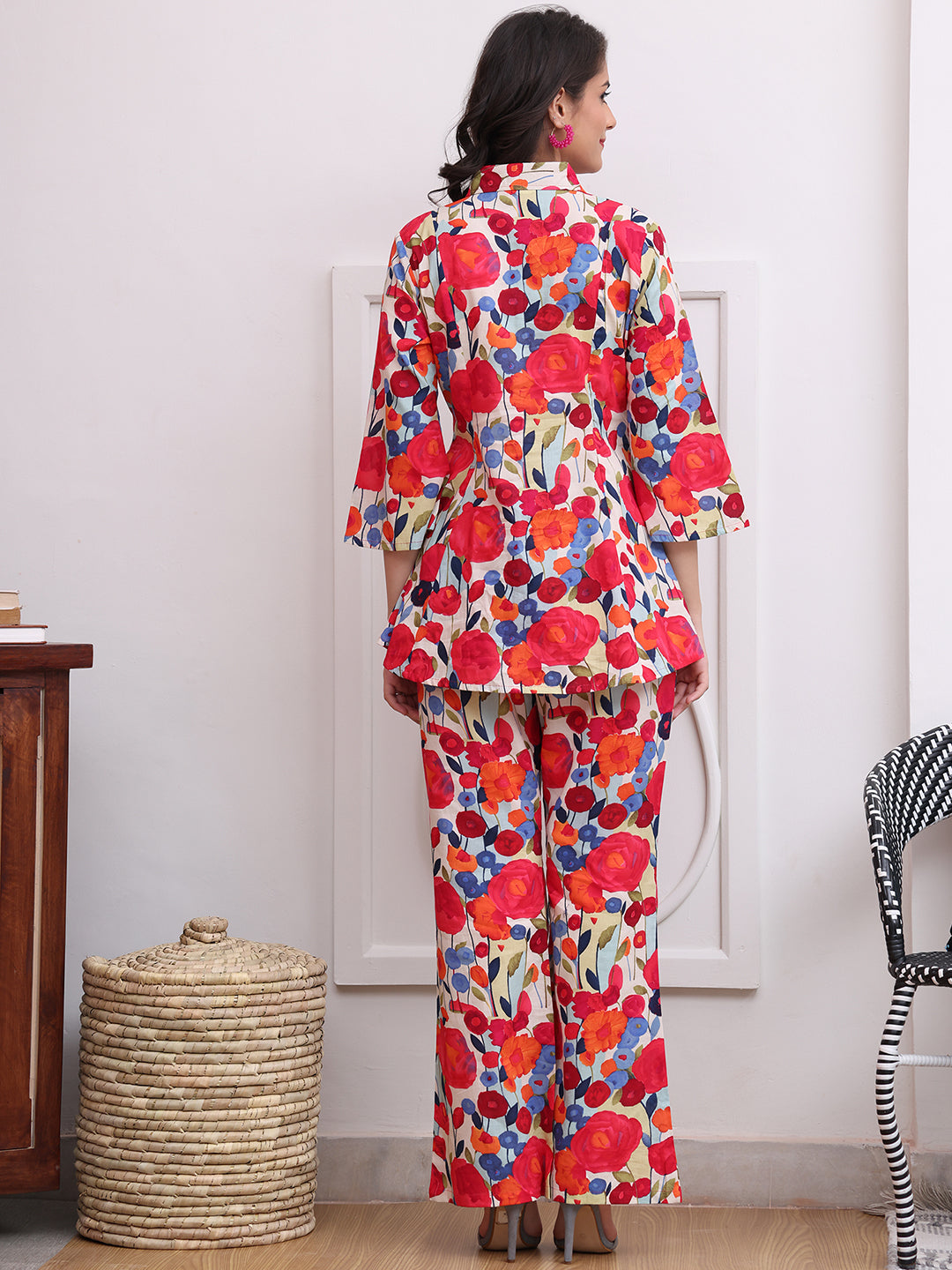 Multi-Color Abstract Printed Cotton Co-Ord Set for Women | Claura