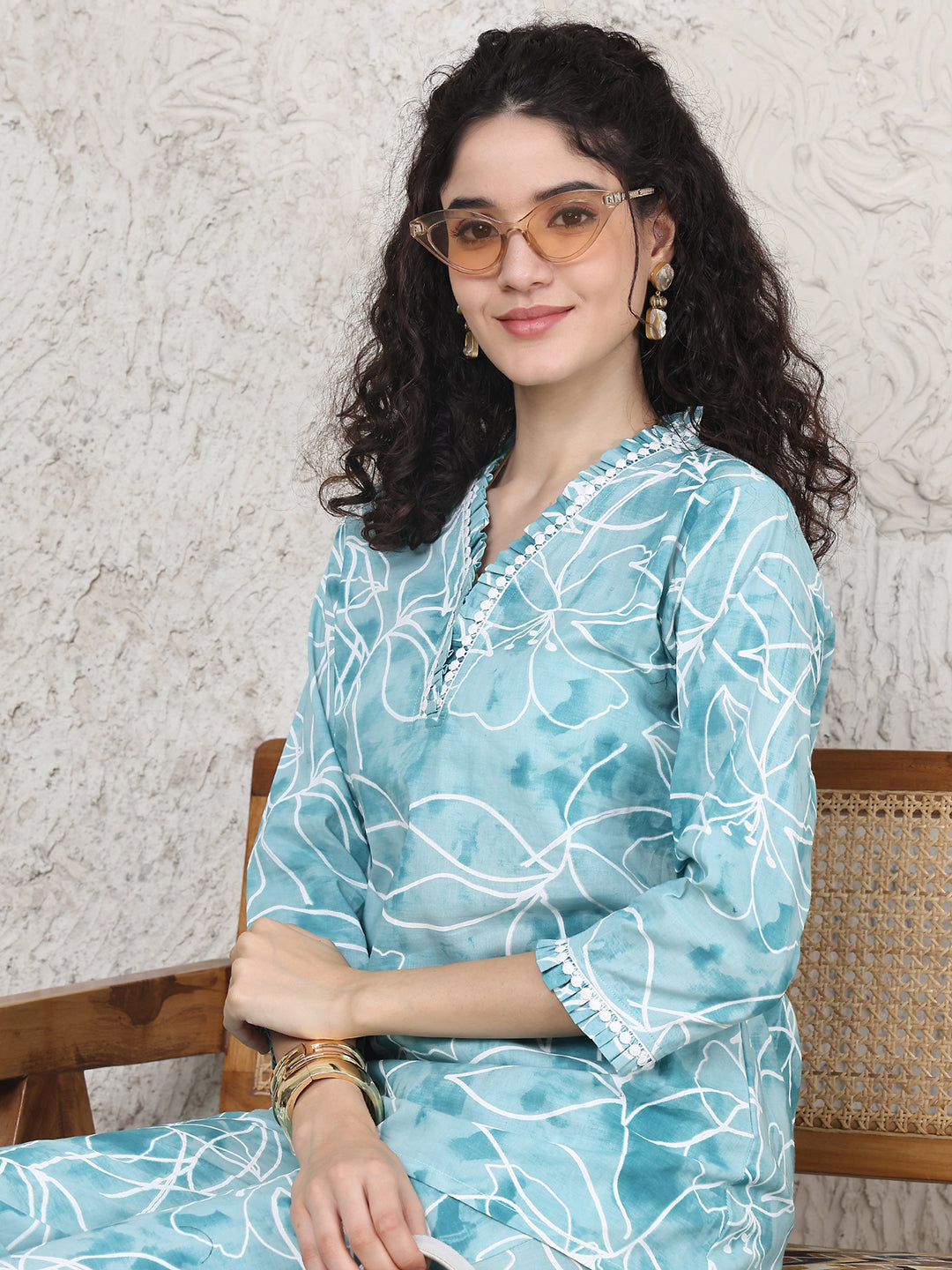 Lifestyle shot of Abstract Printed Co-Ord Set for women