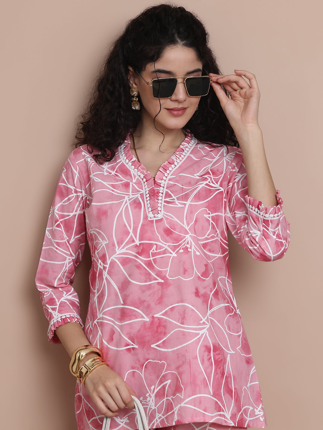 Lifestyle shot of Abstract Printed Co-Ord Set for women