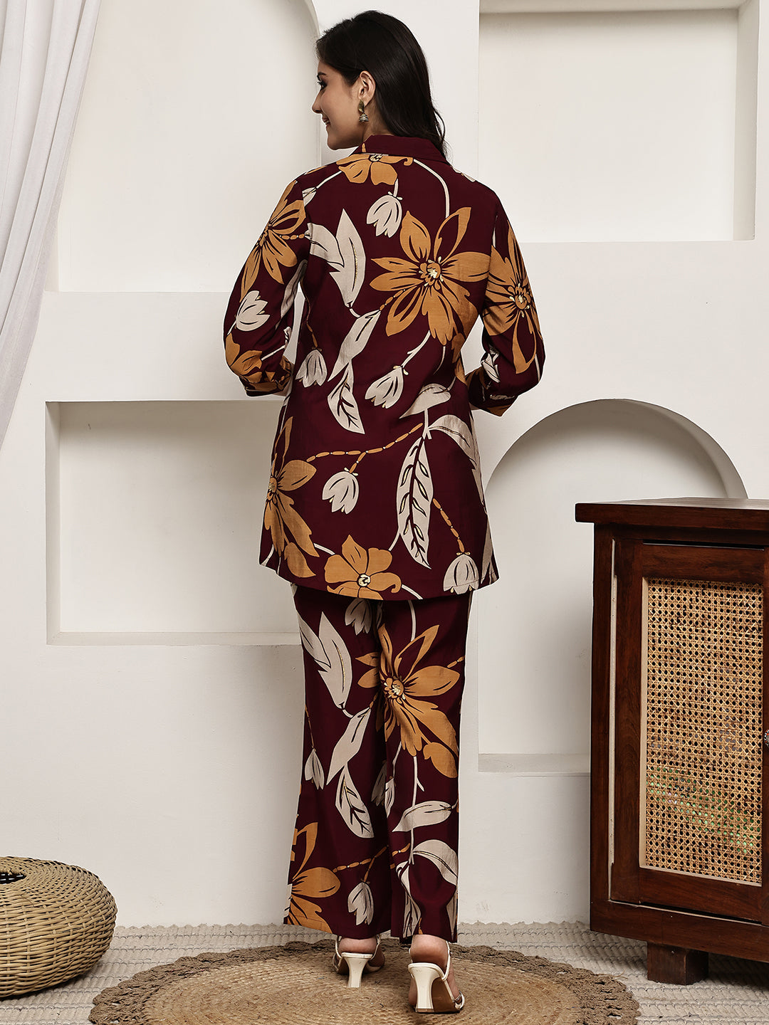 Lifestyle shot of Floral Printed Co-Ord Set for a casual day