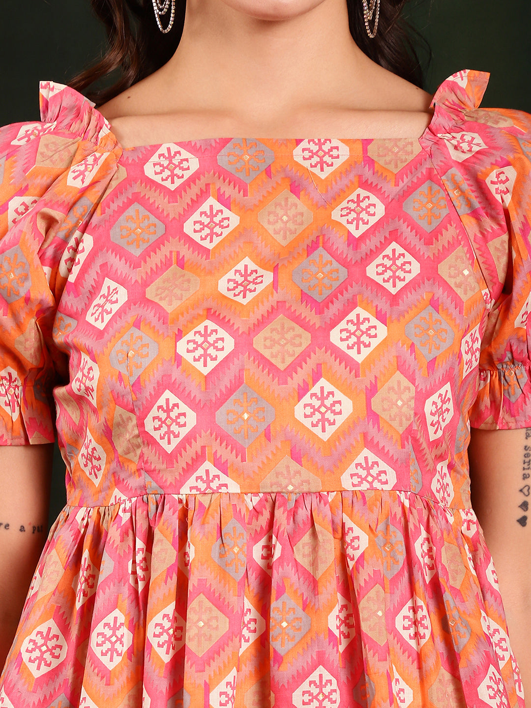 Lifestyle shot of Floral Print Co-Ord Set at a cafe
