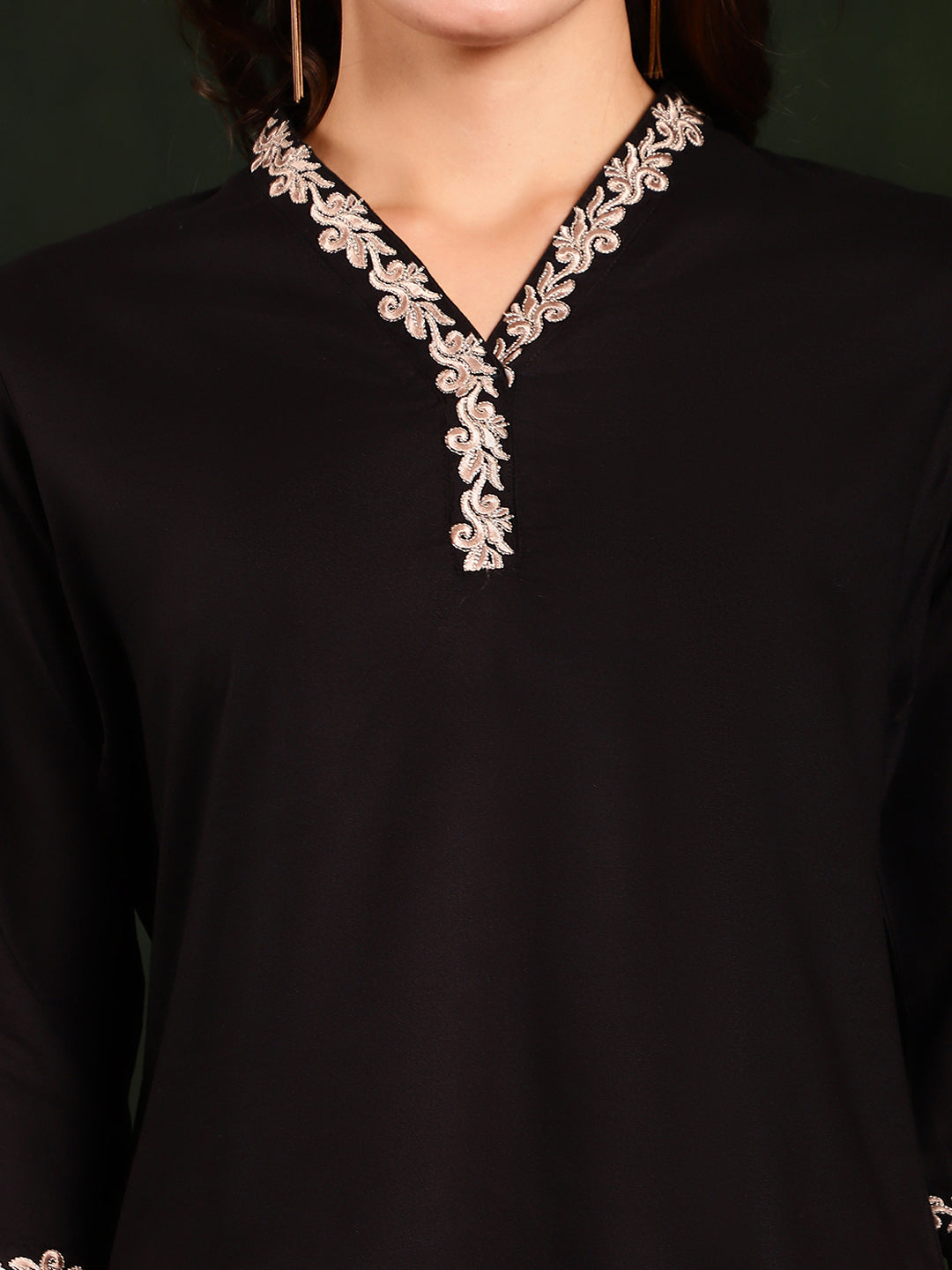Lifestyle shot of Embroidered Tunic and Trouser Co-Ord Set
