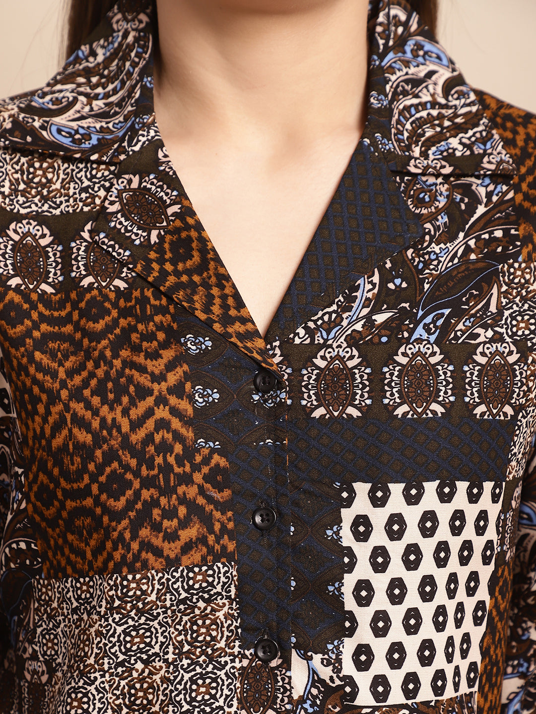 Lifestyle shot of Abstract Printed Co-Ord Set for a casual day out