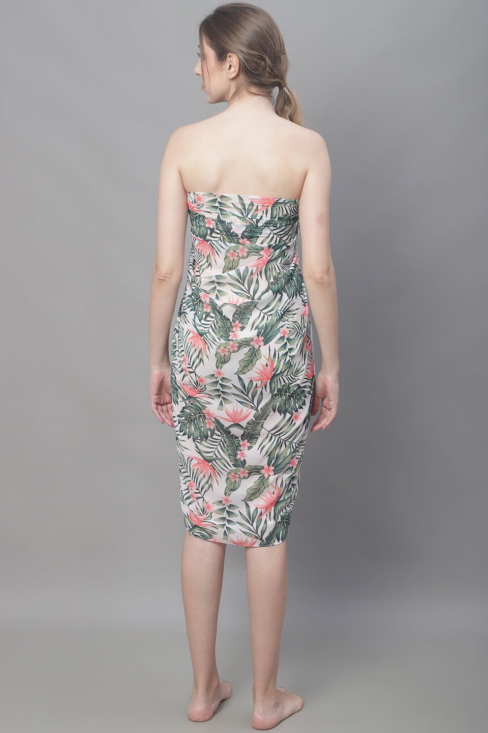 Model in White Green Beach Wear for Women