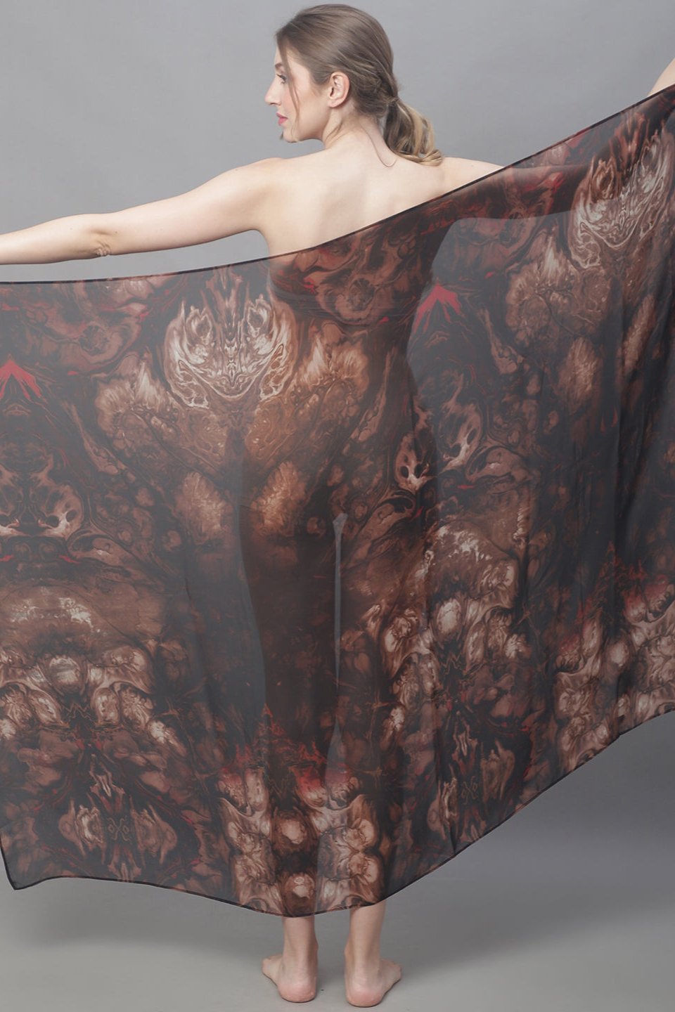 Brown Color Abstract Printed Beachwear Cover Up Sarong Claura Designs Pvt. Ltd. Sarong Abstract, Beachwear, brown, Free Size, Georgette, Printed, Sarong, Striped Printed