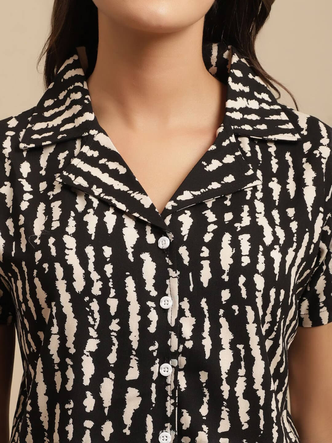 Black Tie and Dye Viscose Rayon Night Suit for Women by Claura