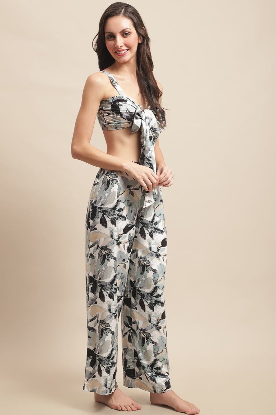 Black Color Tropical Printed Viscose Rayon Beachwear For Woman Claura Designs Pvt. Ltd. Beachwear Beachwear, Beachwear_size, Black, Coverup, Printed, Rayon, Swimwear, tropical, V-Neck