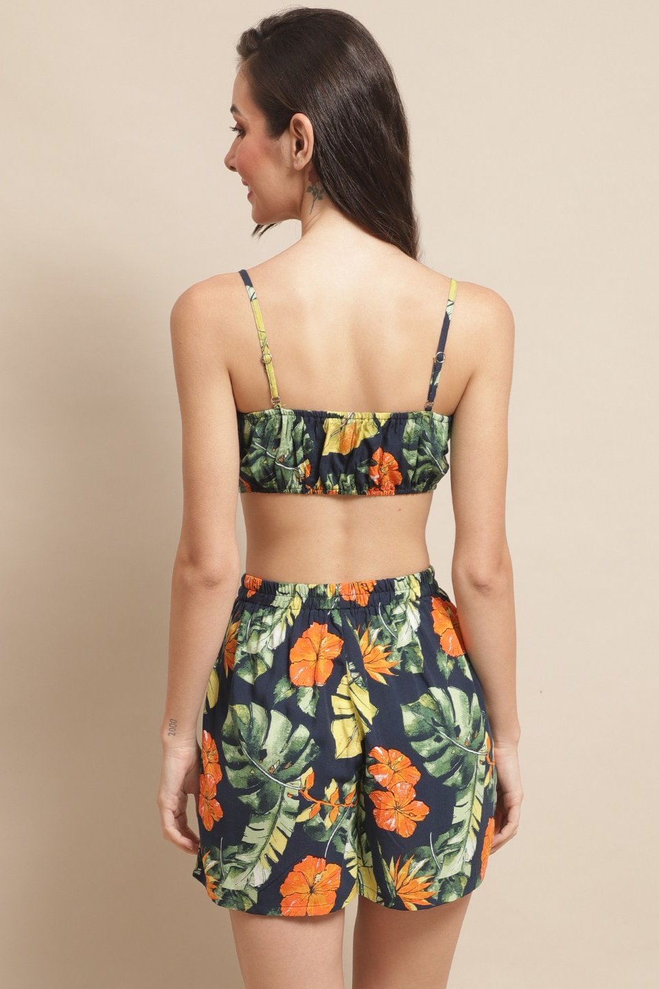 Navy Color Tropical Printed Viscose Rayon 3 pcs Coverup Set With Robe Beachwear For Woman Claura Designs Pvt. Ltd. Beachwear Beachwear, Beachwear_size, Coverup, Navy Blue, Rayon, Swimwear, tropical