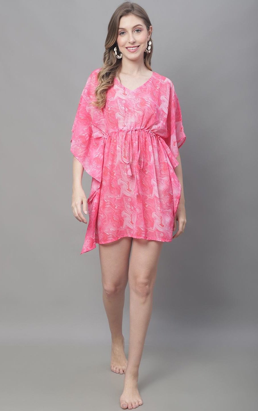 Close-up of Georgette Fabric on Pink Beach Dress