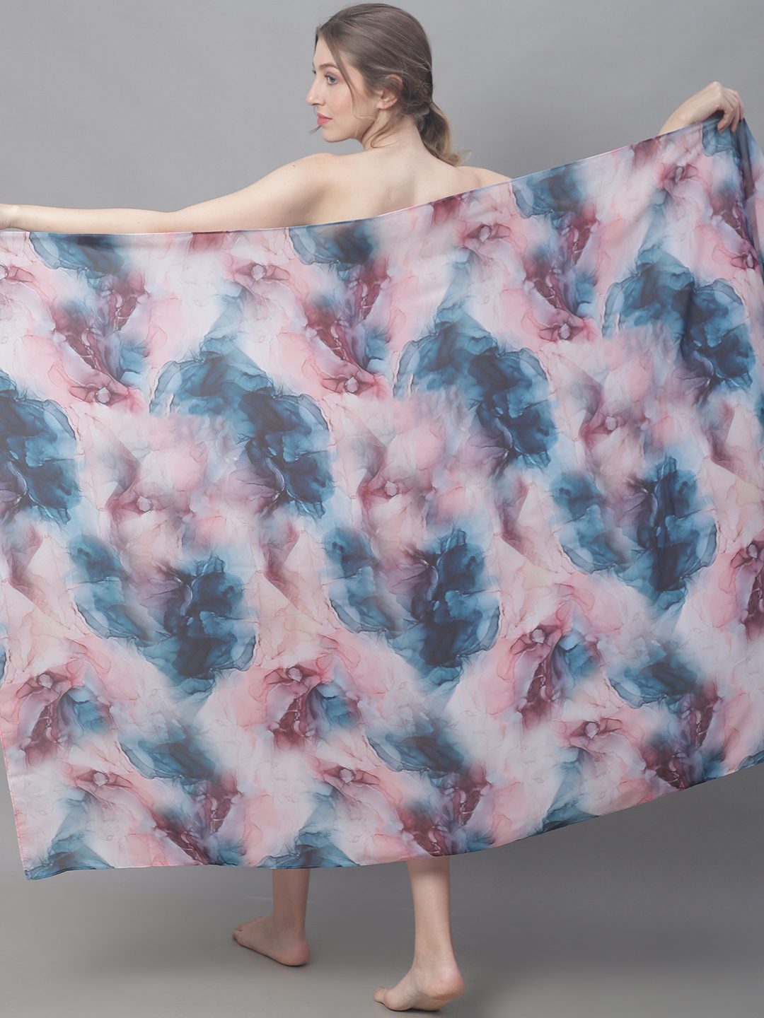 Multi Color Abstract Printed Georgette Coverup Beachwear Sarong For Woman Claura Designs Pvt. Ltd. Sarong Beachwear, Cover-up, Coverup, Free Size, georgette, multi color, Sarong, Swimwear