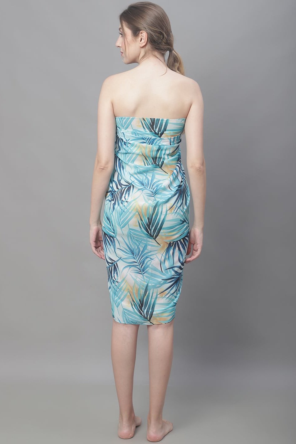 Sky Blue Color Tropical Georgette Coverup Beachwear Sarong For Woman Claura Designs Pvt. Ltd. Sarong Beachwear, Cover-up, Coverup, Free Size, georgette, Resortwear, Sarong, sky blue, Swimwear