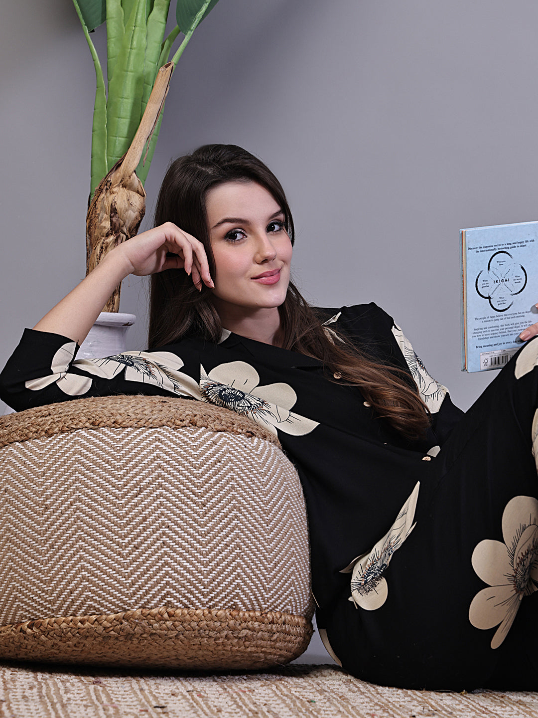 Close-up of Viscose Rayon fabric on Black Night Suit