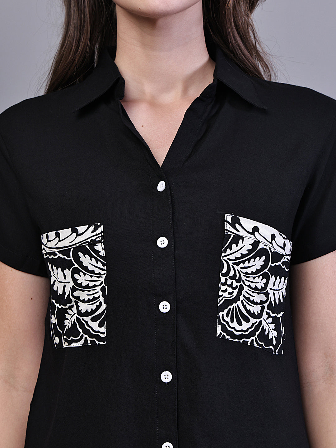 Close-up of Viscose Rayon fabric on Black Abstract Night Suit