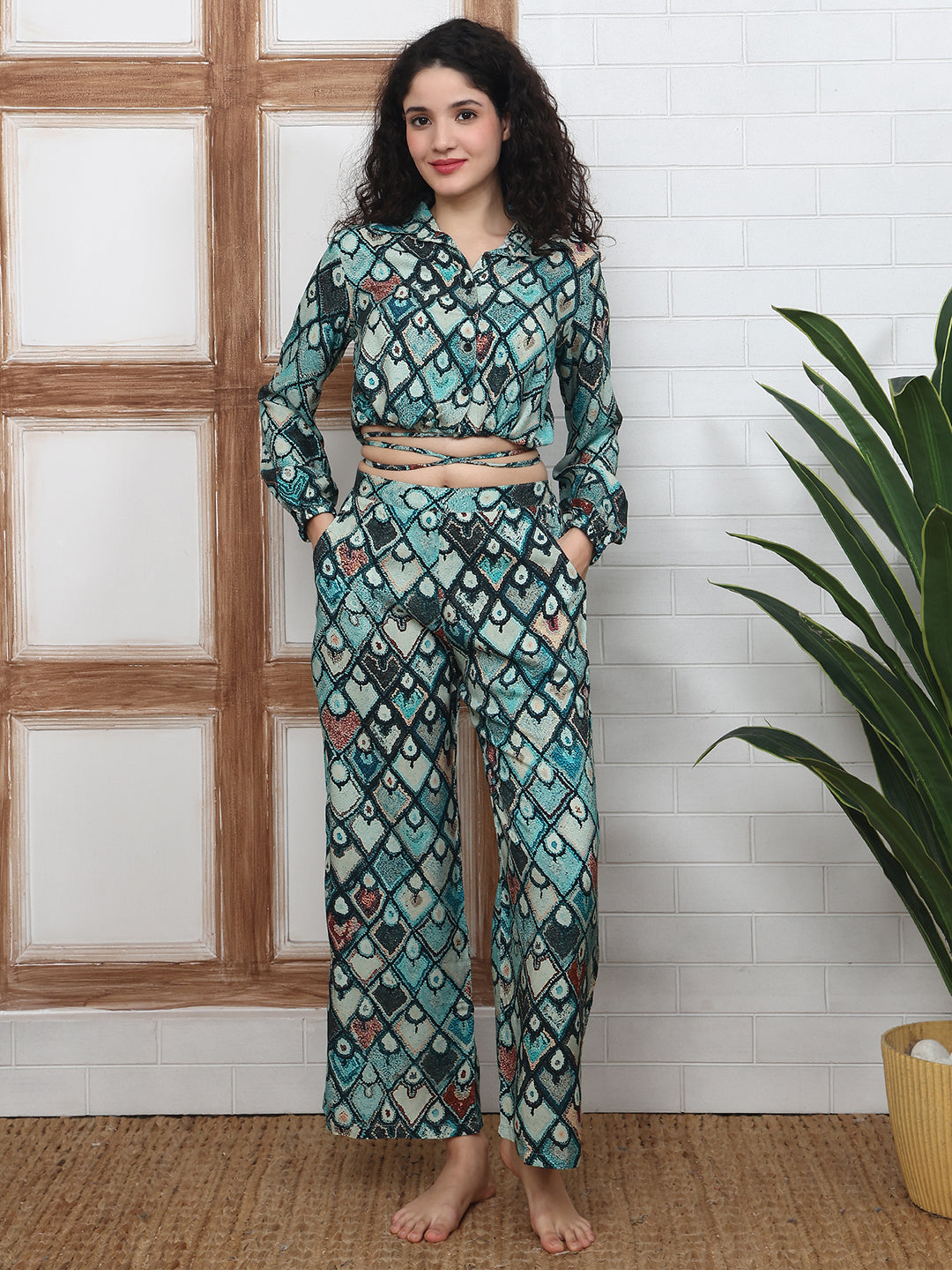 Green Abstract Print Co-Ord | Claura
