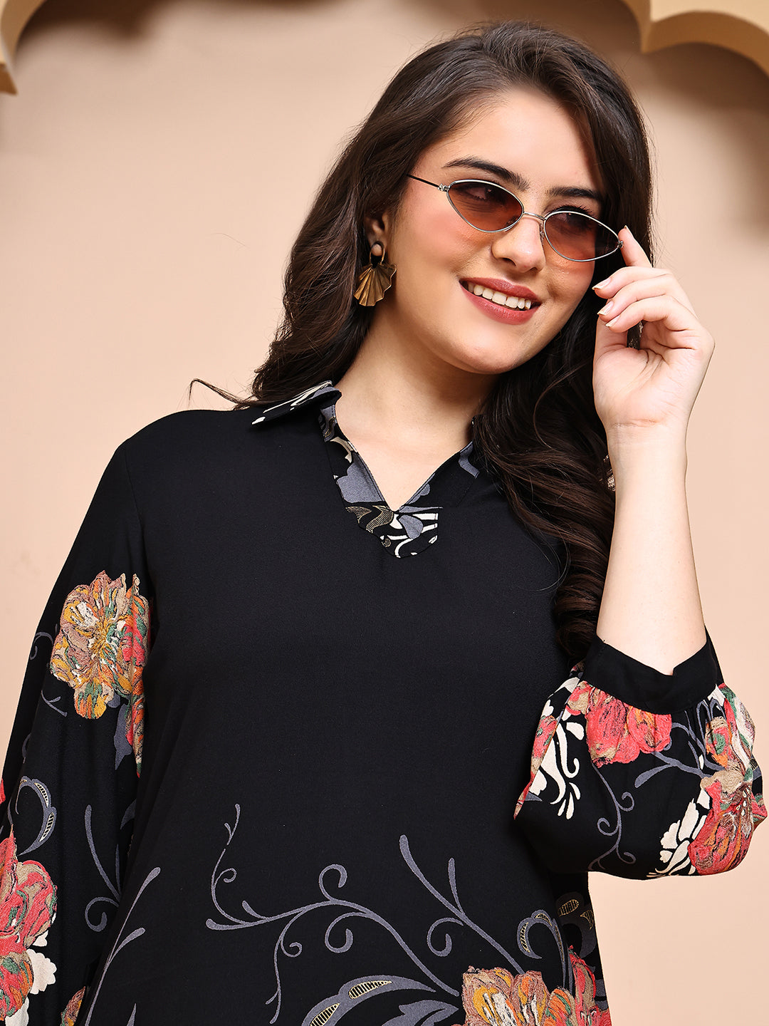 Close-up of Viscose Rayon fabric on Black Co-Ord Set