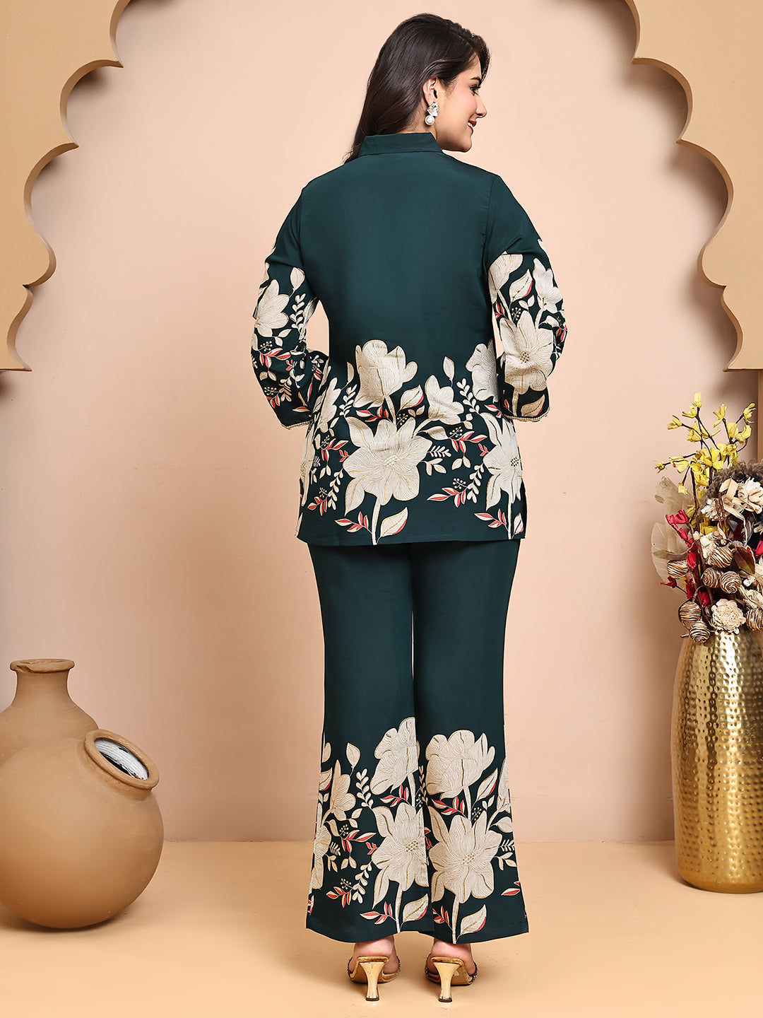 Lifestyle shot of Green Floral Print Co-Ord Set