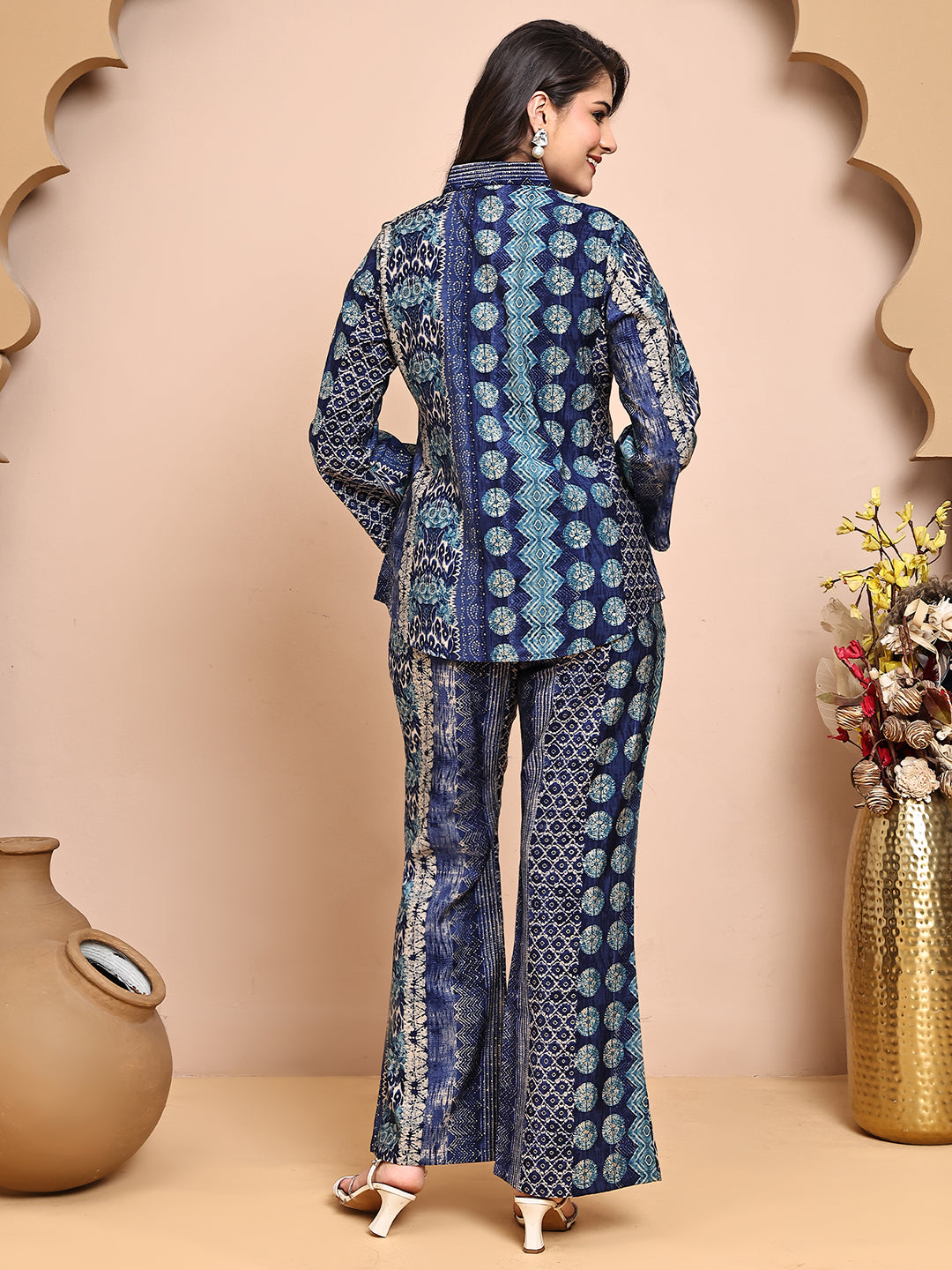 Lifestyle shot of Abstract Printed Co-Ord Set for travel
