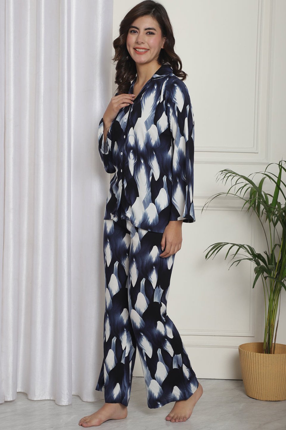 Close-up of soft cotton fabric on Blue Night Suit