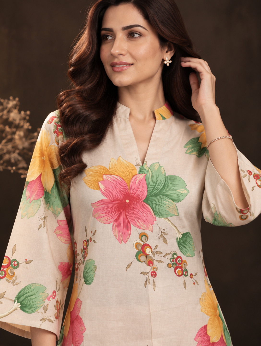 Multicolour Floral Reverie Printed Tunic with Palazzos | Claura