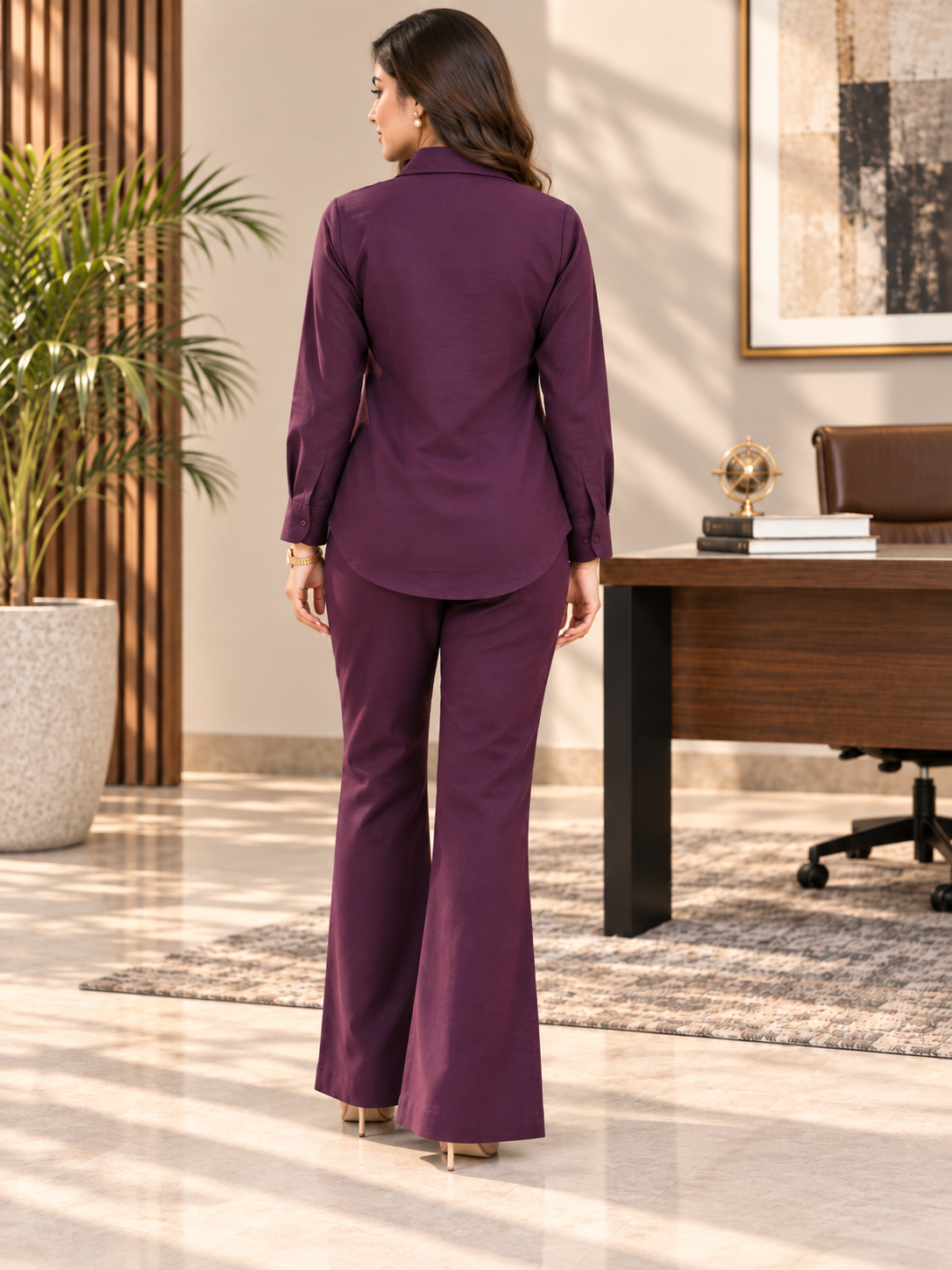 Royal Purple Linen Shirt with Palazzos | Claura