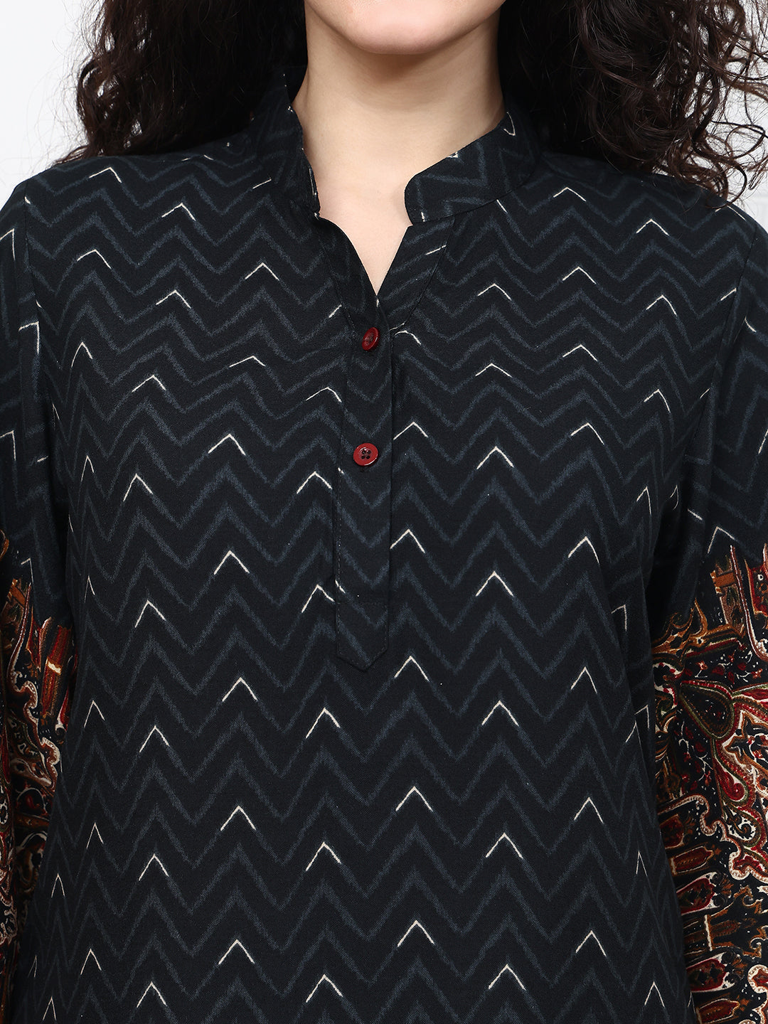 Black Viscose Rayon Abstract Printed Co-ord Set for Women | Claura