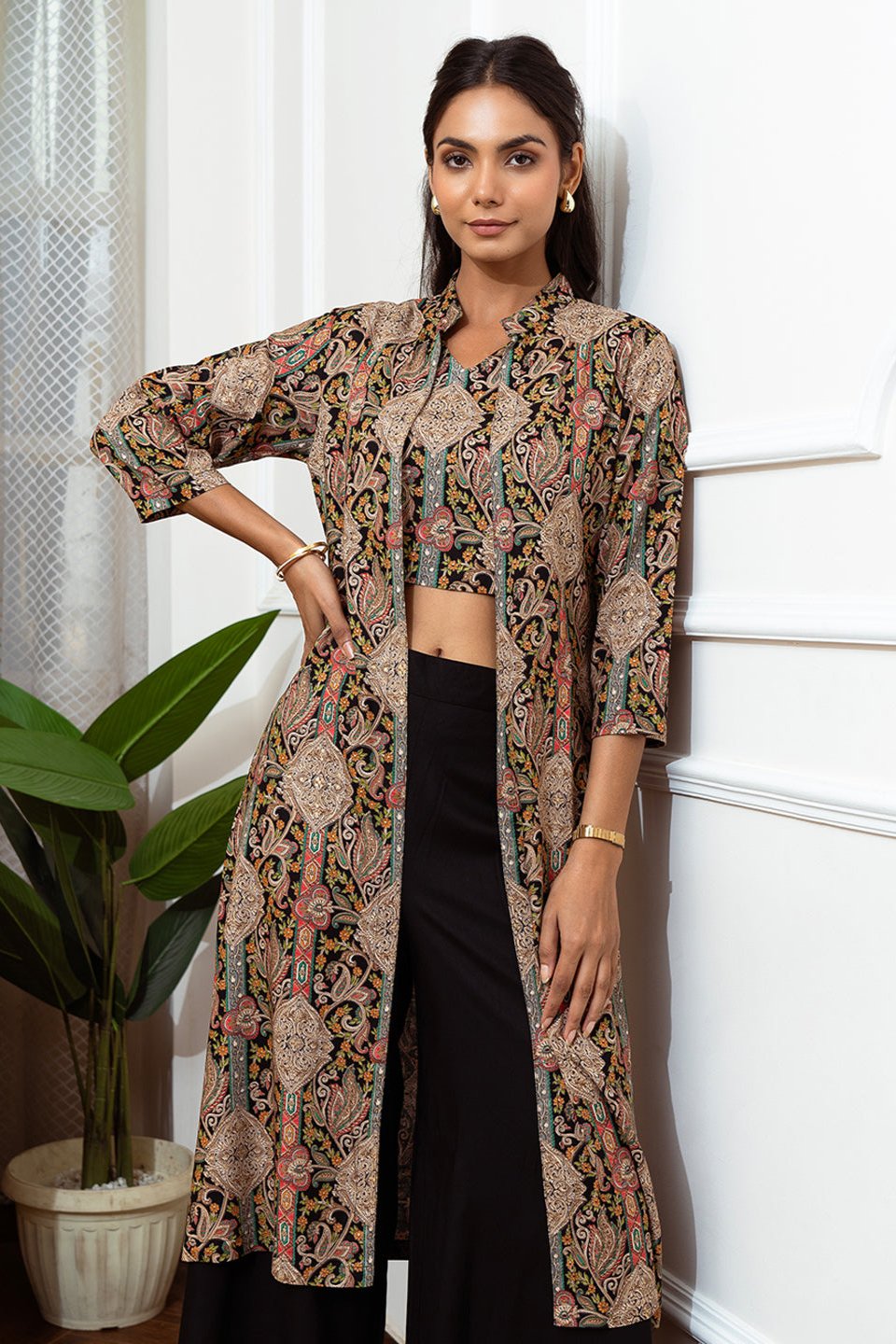 Black Co-Ord Set with Flowy Trousers & Tunic top