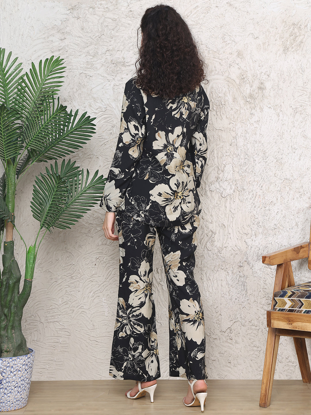 Lifestyle shot of Floral Chanderi Co-Ord Set for a casual outing

