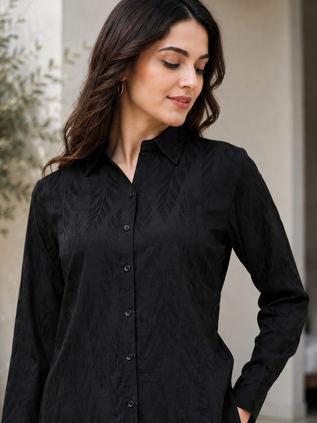 Black Color Self-Design Co-Ord Set for Women | Claura