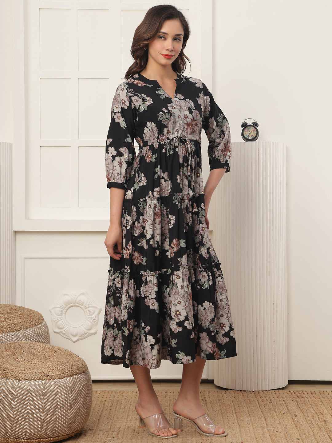 Lifestyle shot of Floral Style Dresses for summer nights