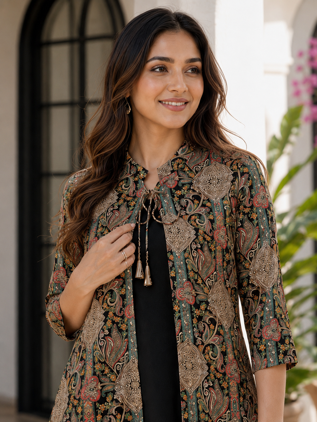 Black Floral Rayon Dress for Women| Claura