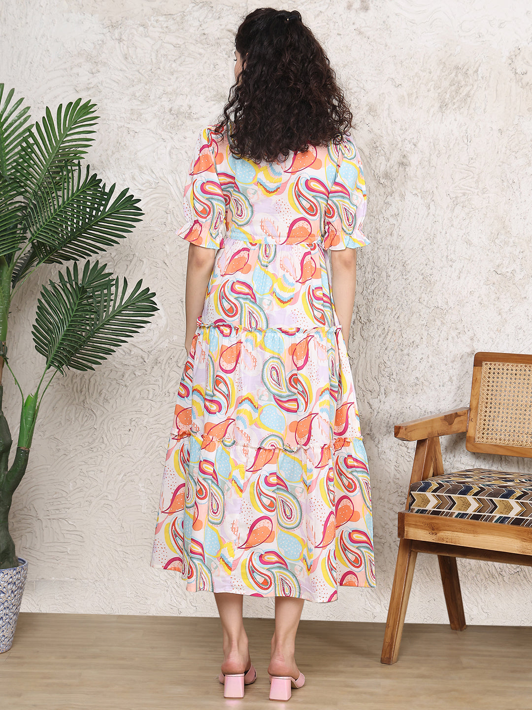 Multi Colour Floral Printed Pure Cotton Dress For Women