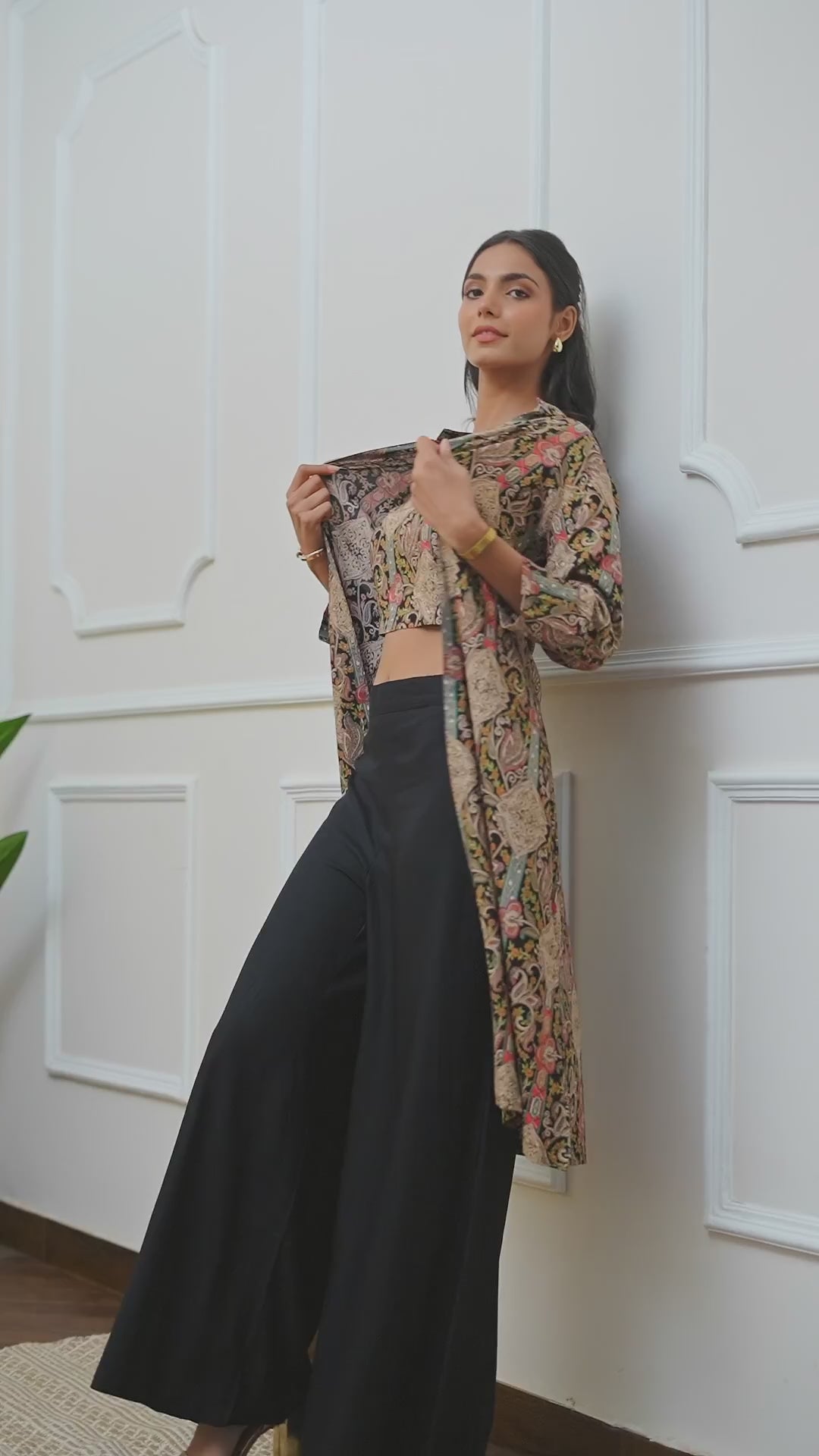 Black Abstract Printed Viscose Rayon Co-Ord Set | Claura